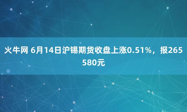 火牛网 6月14日沪锡期货收盘上涨0.51%，报265580元